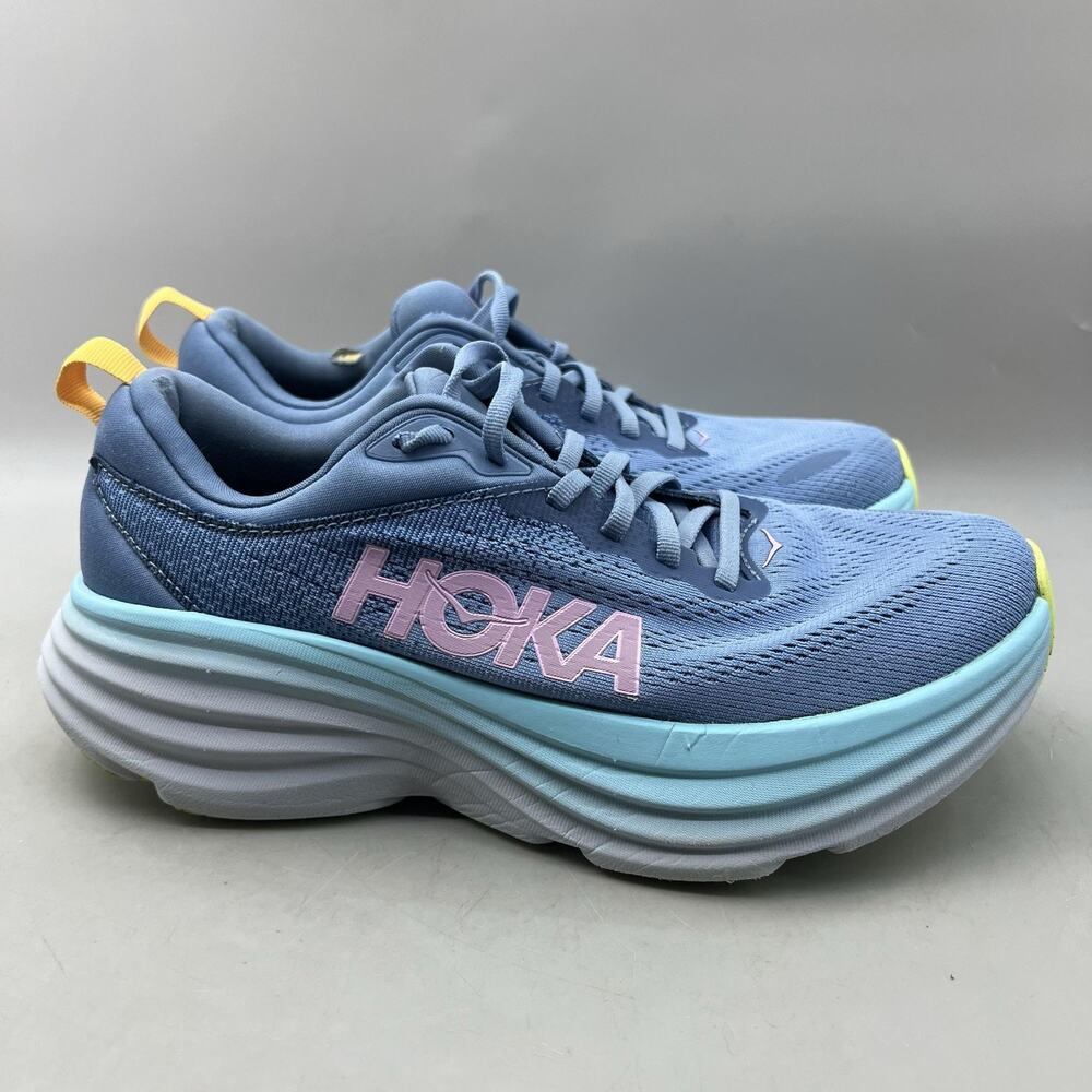Hoka One One Bondi 8 Running Shoes Women Size 8.5 B Blue Mesh Comfort Sneakers